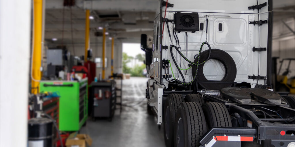 Truck in garage